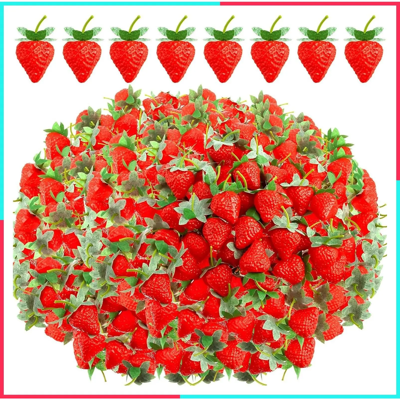 150 Pcs Realistic Artificial Strawberries, 2.2 Inch Plastic Fake Fruit for Crafts Decor