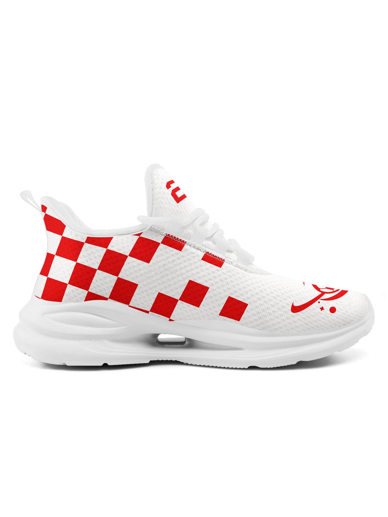 Men's SUI Sporty Checkered Design  Running Shoes, Stylish Breathable Performance Sneakers, Comfortable Wide Fit Daily Trainers