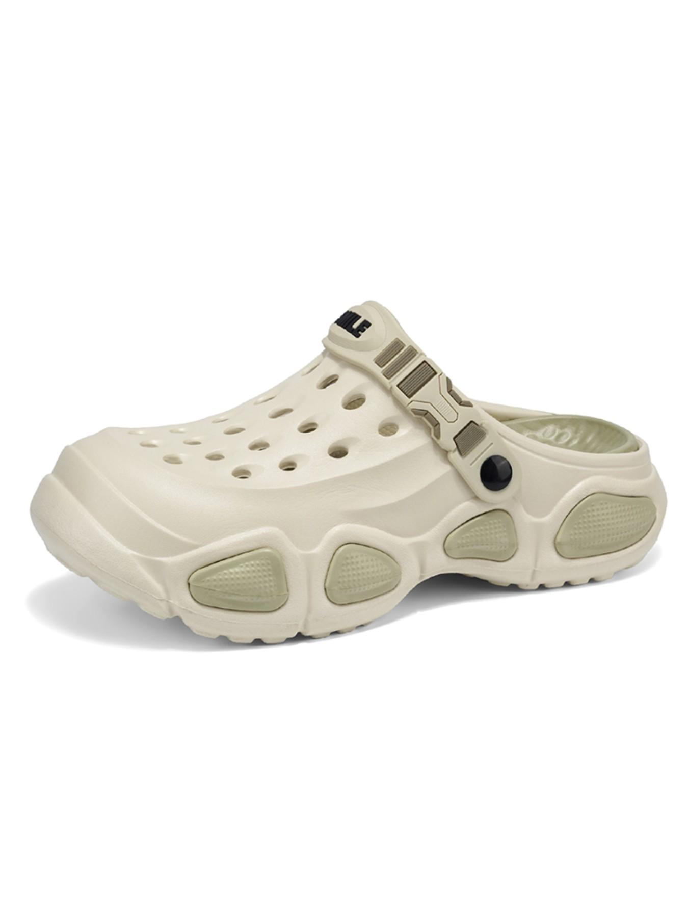 Men's Summer Breathable Holey Shoes, Outdoor Slip-Resistant Thick Sole Sandals, Durable Beach Footwear, Dual Color Flip Flops