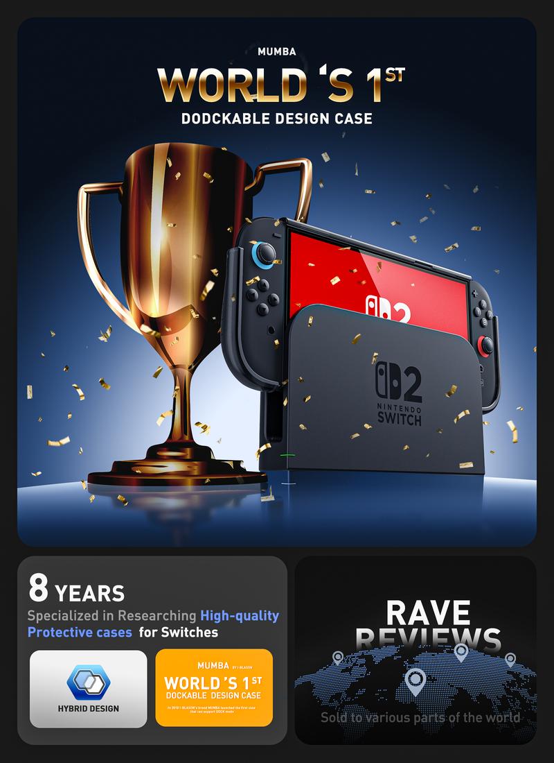 Mumba Clear Case for Nintendo Switch 2 2025, Crystal Protective Clear Cover with Quick-Release Joy-Con Design and TPU Grip Compatible with New Nintendo Switch 2 7.9 Inch Console Portable Gaming Products SSwitch 2 Protection