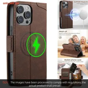 Luxury Wallet Leather for Magsafe Card Holder Flip Magnetic Phone Case For iPhone 17 16 15 14 13 12 Pro Max Plus Cover