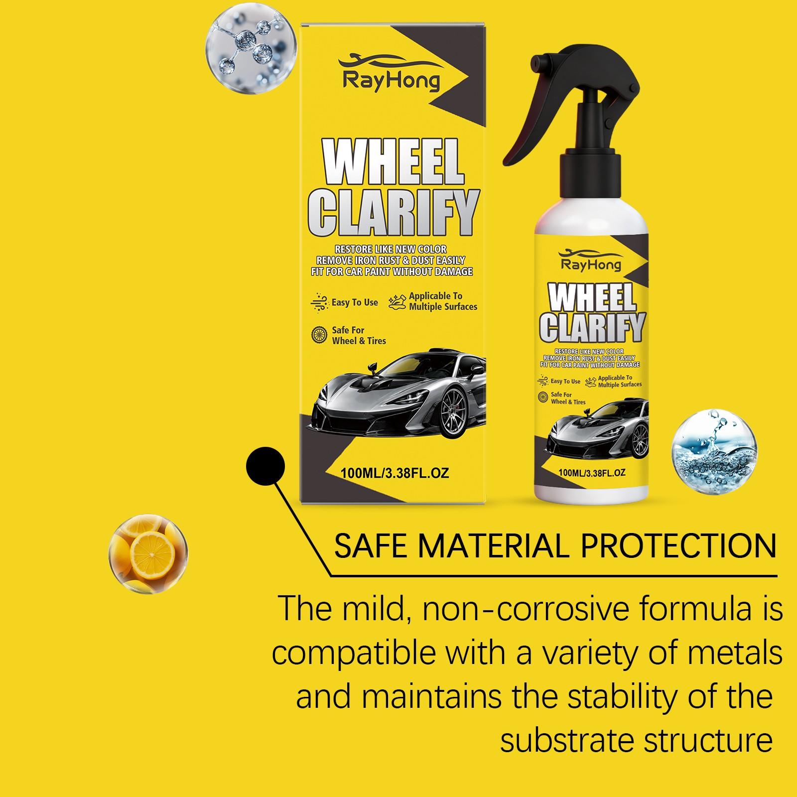 Wheel HUB Rust Removal Refinish Spray, Car Body Wheel Brake Dust Surface Rust Daily Cleaning Shine Care, Automotive Maintenance Solution