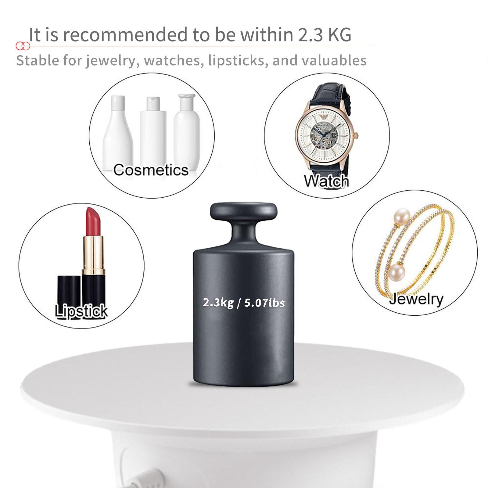 2Pcs 6 Inch 8 Inch The 360° electric rotating display stand, Display Holder, has a diameter of 15 CM 20 CM, The USB electric rotating table rotates clockwise and is suitable for jewelry, lipstick, watches, photography, figurines, live streaming