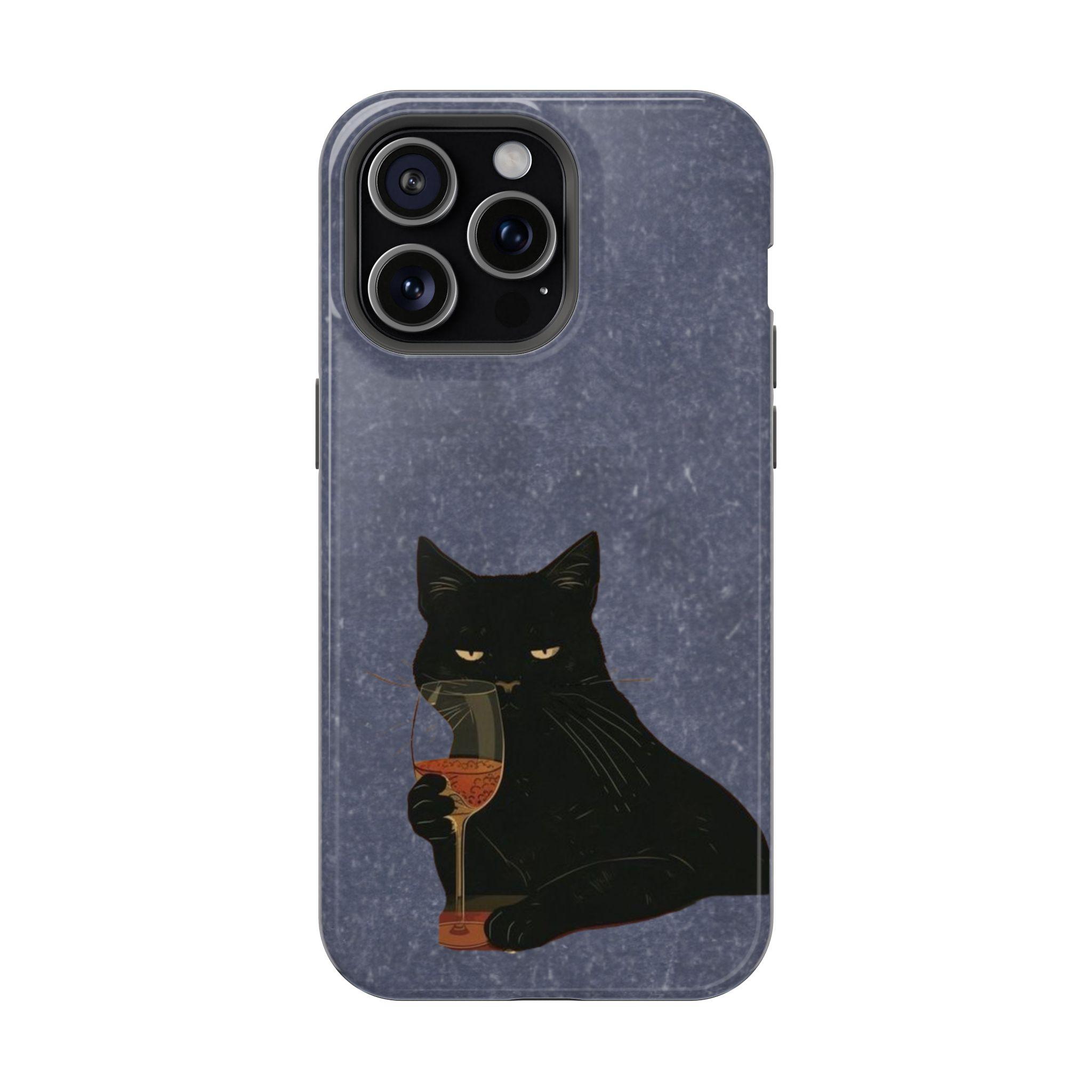 Vintage Black Cat Polycarbonate Smartphone Protector Shell - Slim, Lightweight, Flexible Liner, Shockproof, Durable, Full-Wrap Smoking Night Vibes Case for iPhone 13-17 Pro Max & Galaxy S21-S26 Ultra Handheld Devices