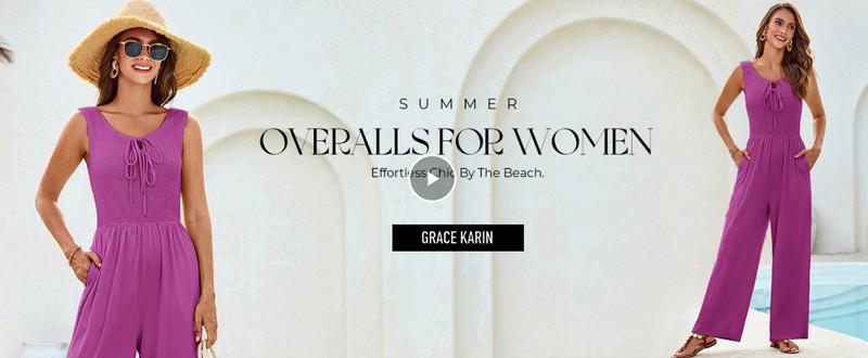 GRACE KARIN Jumpsuits for Women Bow Tie Front Overalls Smocked Tops Wide Legs Casual Knitted Outfits with Pockets