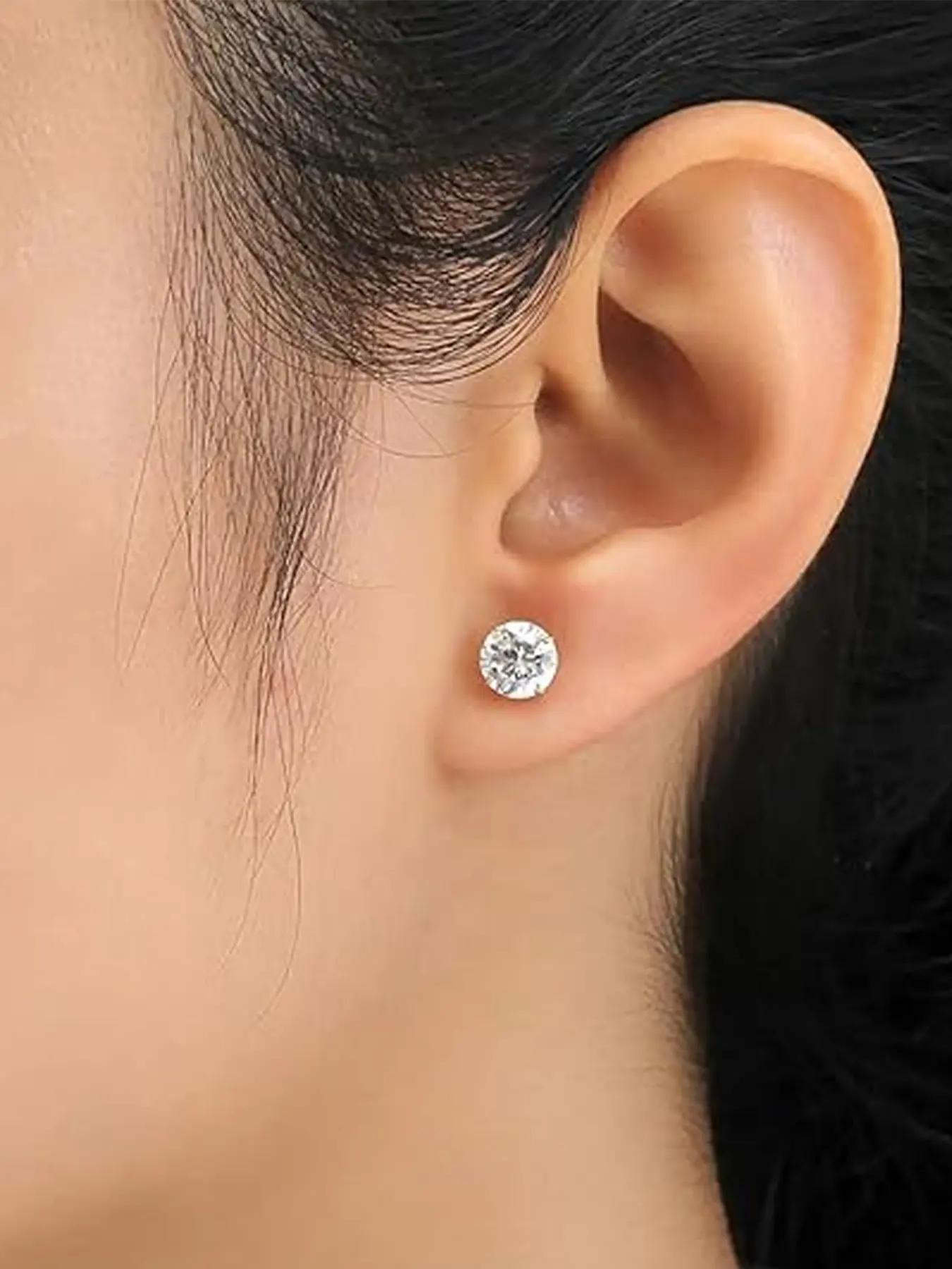 Stainless Steel Cartilage Earrings Set with Sparkling Zirconia, Minimalist Jewelry for All Seasons, Casual Style Ear Accessories