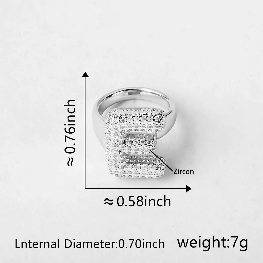 26 Letter Open-Ended Zircon Ring Minimalist Series Gift For Friends Elegant Gold Tone Jewelry name