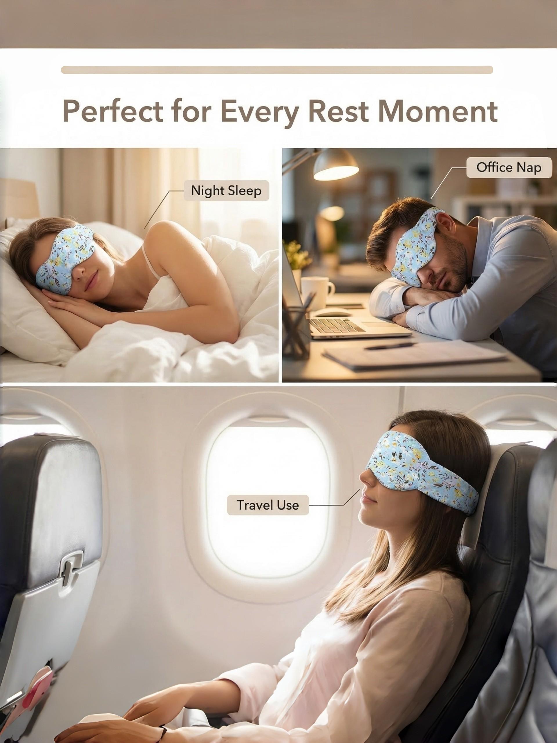 Zero Gravity Cooling Eye Mask, 3D Contoured for Side Sleepers, 100% Blackout & Noise Blocking, Ice Silk Fabric, Perfect for Summer Travel