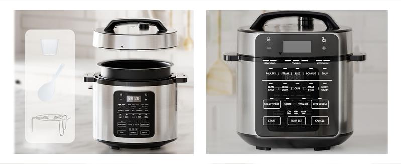 9 in 1 Electric Pressure Cooker 6 / 8 Quart, Steamer, Multi-Functional Smart Pot, Stainless Steel