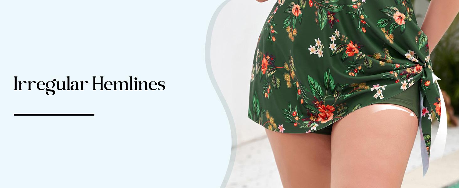 Hanna Nikole Women Plus Size Two Piece Tankini Swimdress V Neck Halter Floral Asymmetrical Hem Swimsuit with Boyshort #TikTokShopBlackFriday SpringStatements