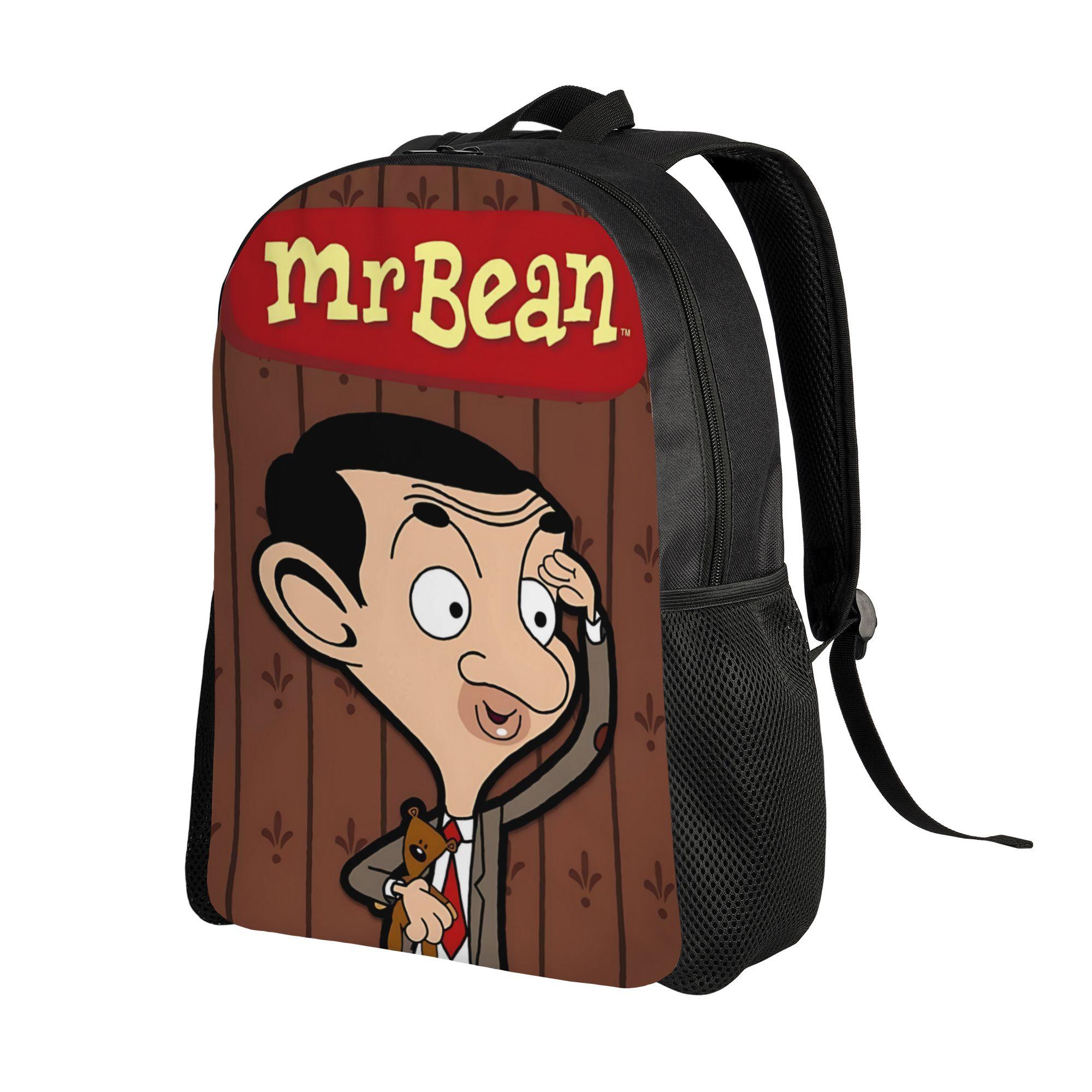 Mr. Bean Cartoon Character Casual Printed Daily Student Backpack for Kids - 600D Synthetic Oxford Cloth Back to School Haul Bag, Fade-Resistant Graphic, Padded Straps, Built-In Organizer, Lightweight, Hand Wash Only