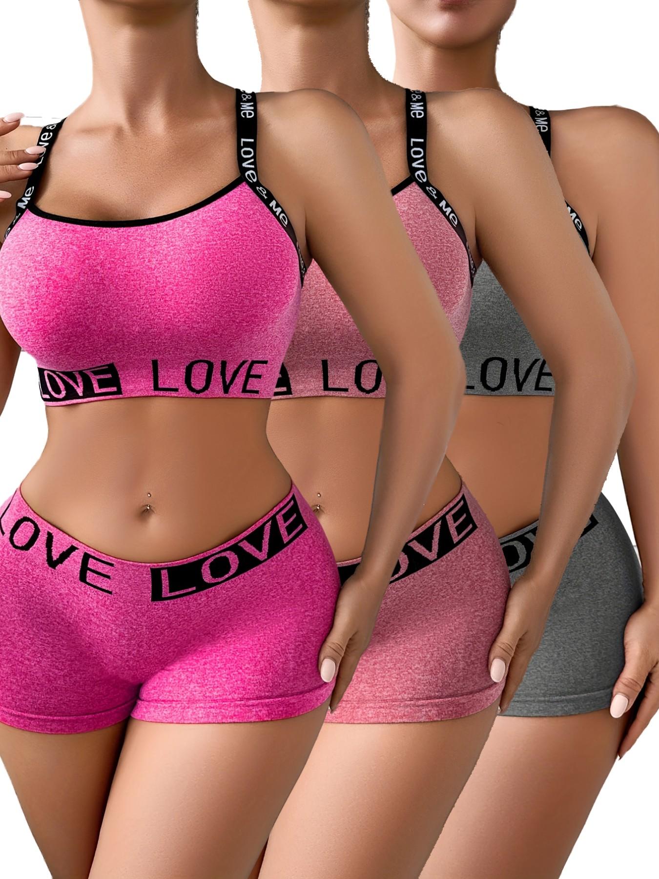 Women's 3/4/5 Piece Lingerie Set, Top and Bottoms, Seamless Comfort, Daily Wear, Casual Style, Fitted, Medium Support, All Seasons