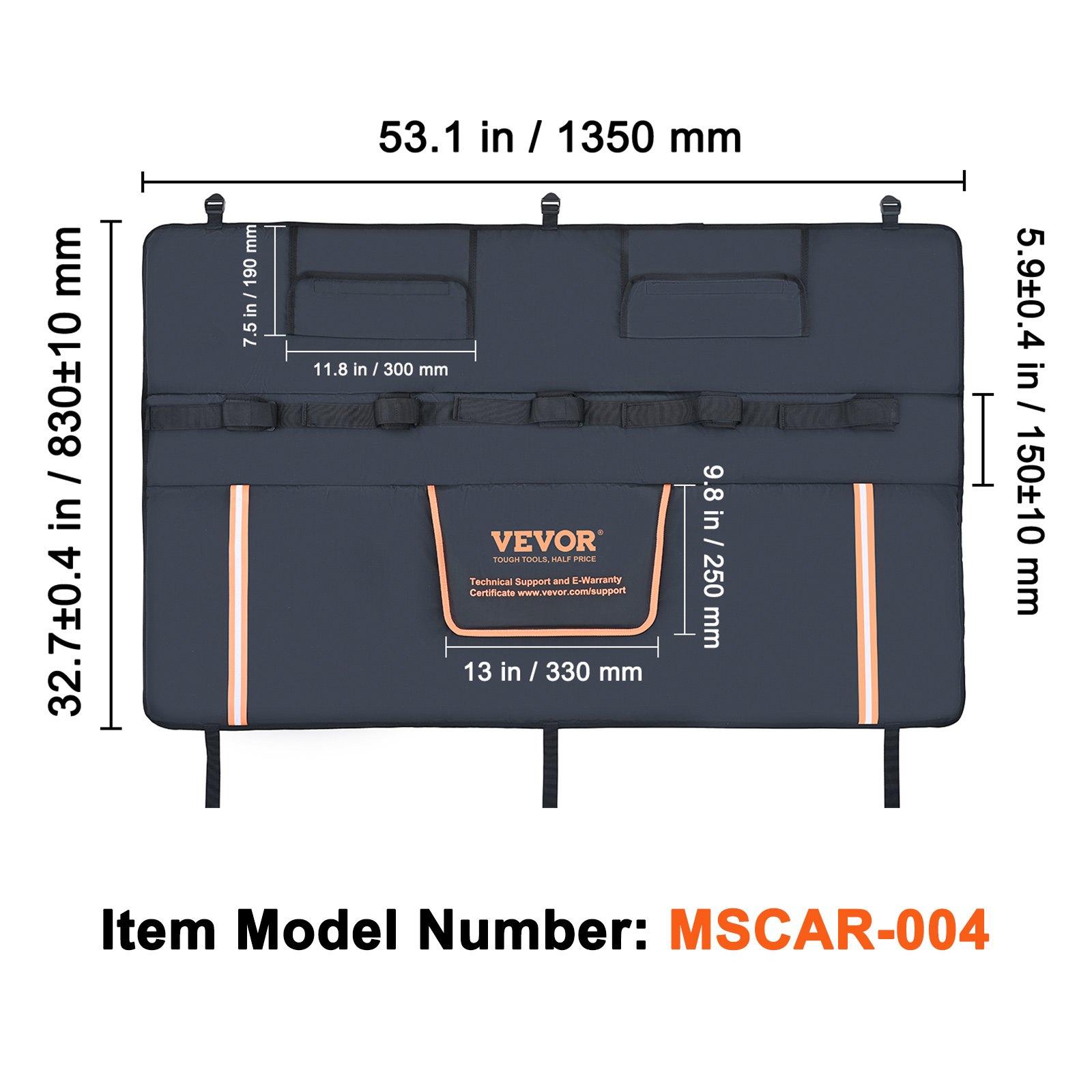 Tailgate Bike Pad, 53" Truck Tailgate Pad Carry 5 Mountain Bikes, Tailgate Protection Pad with Reflective Strips and Tool Pockets, Tailgate Pad with Camera Opening for Mid-Size Pickup Trucks