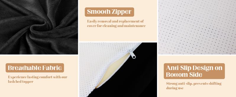 Lash Bed Topper, Ergonomic Lash Bed Foam Topper, High Density Foam Massage Table Pad, Curvy Esthetician Mattress, Washable Massage Table Padding Cushion for Beauty Salon, Grey