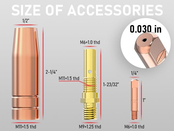 YESWELDER MIG Welding Gun Consumables Set Compatible with Most YESWELDER MIG Welders | .023"/.030"/.035" Tips, Nozzles & Diffusers for Lincoln Magnum 100L & Tweco Mini/#1 Torch
