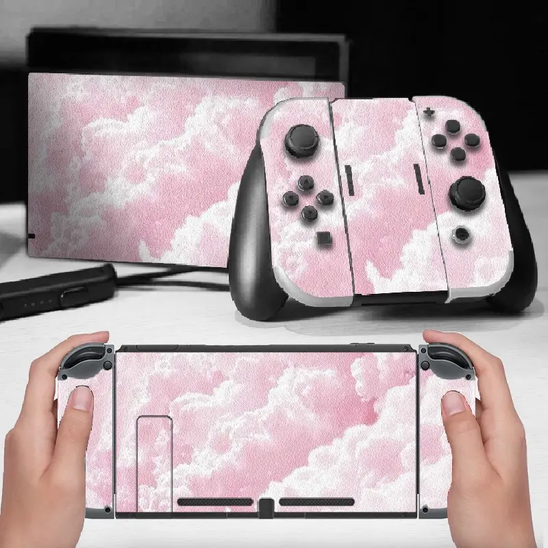Sky Clouds Switch Stickers, Removable PVC Protective Film, Full Coverage for Nintendo Switch Console and Controller, No Residue, Aesthetic