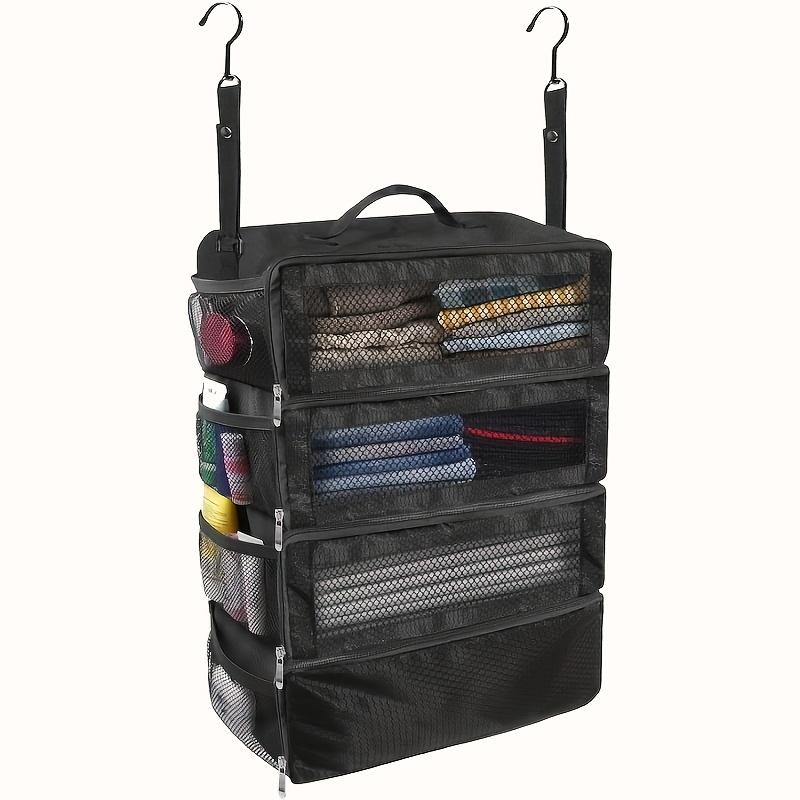 Large Capacity Handheld Storage Bag, Multi-Functional Portable Hanging Travel Rack, Foldable Clothes Organizer, Ideal for Luggage Sorting