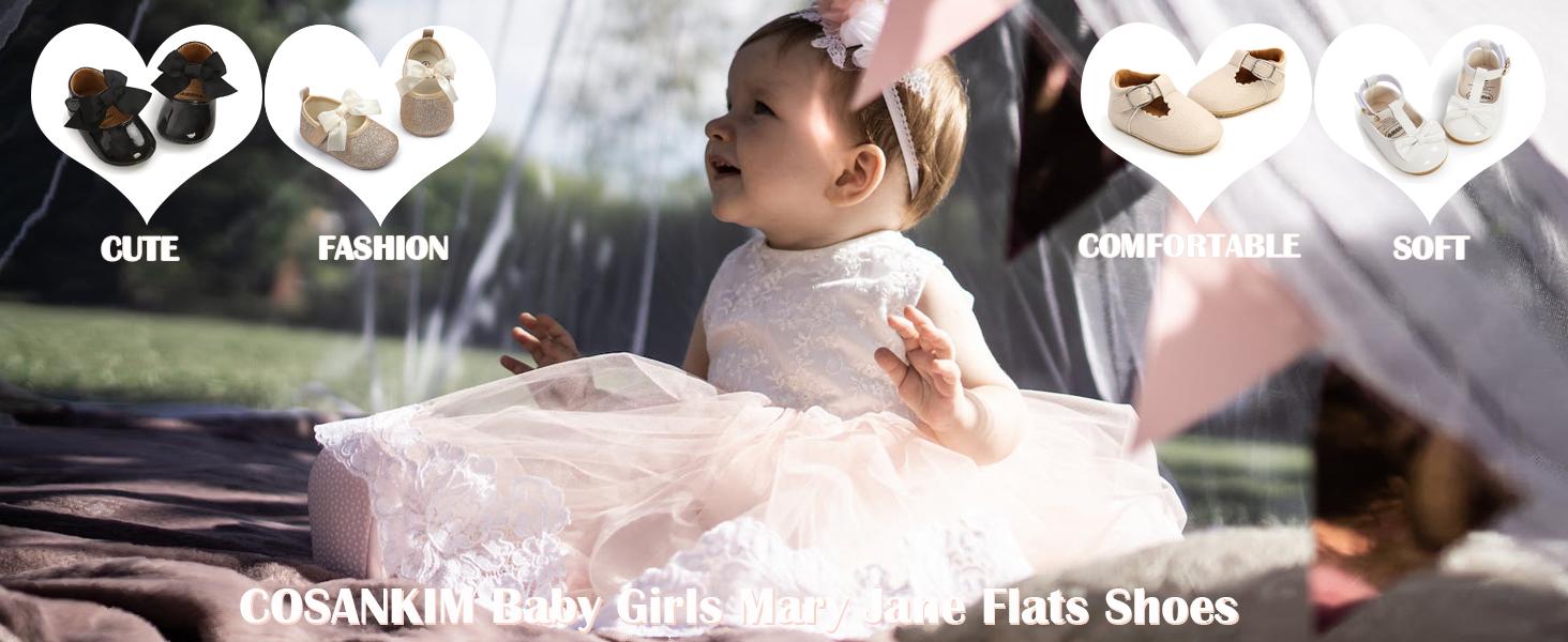 Baby Girls Mary Jane Flats Shoes Anti-Slip Rubber Sole Infant Toddler Princess Wedding Dress Shoes Baby Girls Mary Jane Flats Shoes Anti-Slip Rubber Sole Infant Toddler Princess Wedding Dress Shoes