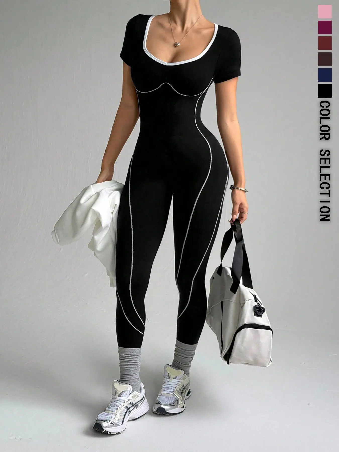 Women's Sporty Jumpsuit for Daily Wear, Running, Training, Travel, Cycling, Seamless Knitted Yoga Suit & All-Seasons