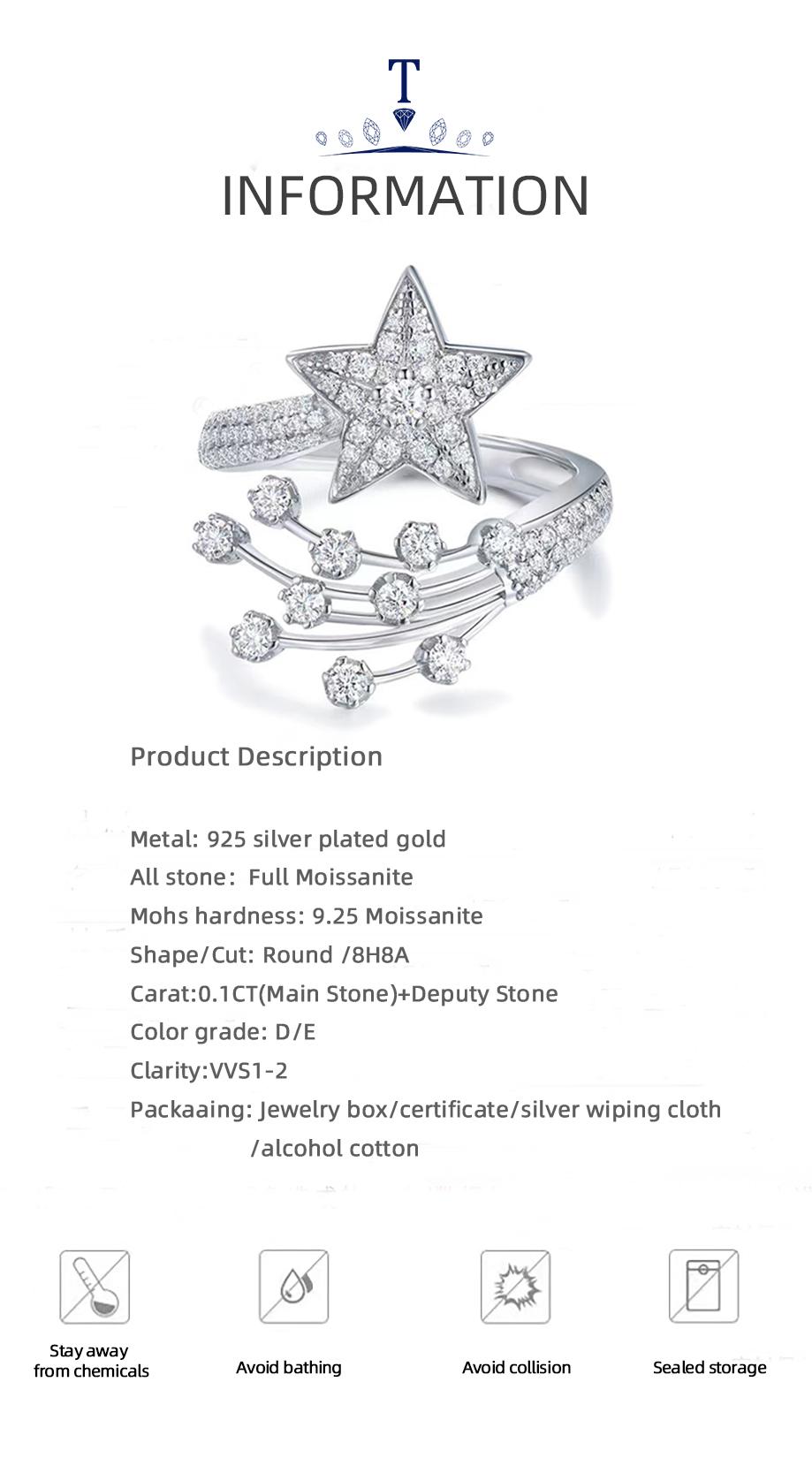 【Buy 1 get 1 Bracelet】【RM-907】925 Silver Meteor FULL Moissanite Ring, Exclusive custom jewelry star giant sparkling Moissanite, a trendy and fashionable gift 【Buy 1 get 1 Bracelet】【RM-907】925 Silver Meteor FULL Moissanite Ring, Exclusive custom jewelry star giant sparkling Moissanite, a trendy and fashionable gift