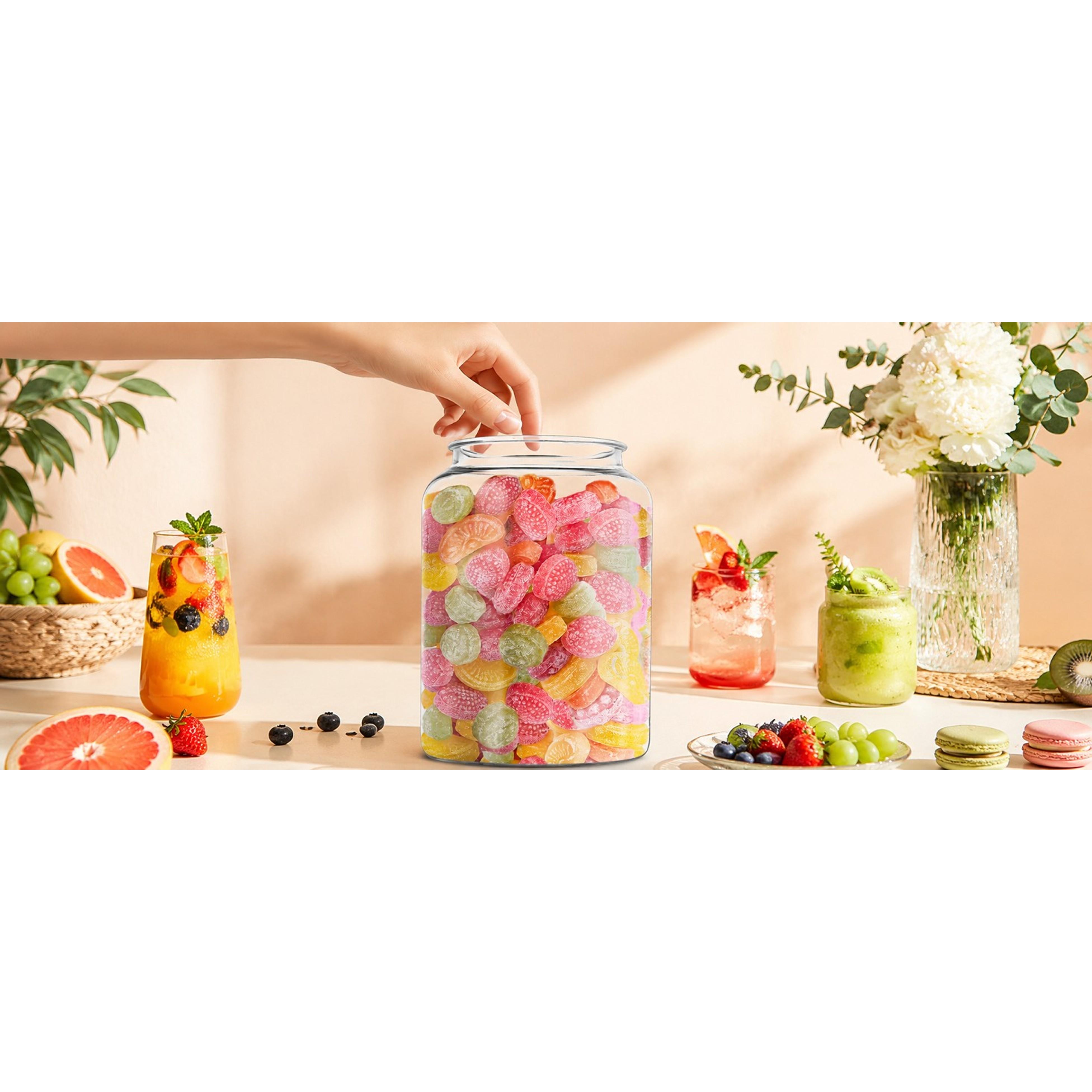 2 Pcs 1 Gallon Candy Jar Plastic Jars with Lids Decorative Cookie Jar Candy Buffet Containers Clear Airtight Food Storage Canister Home Decor Centerpiece Candy Cookies Storage （128oz）