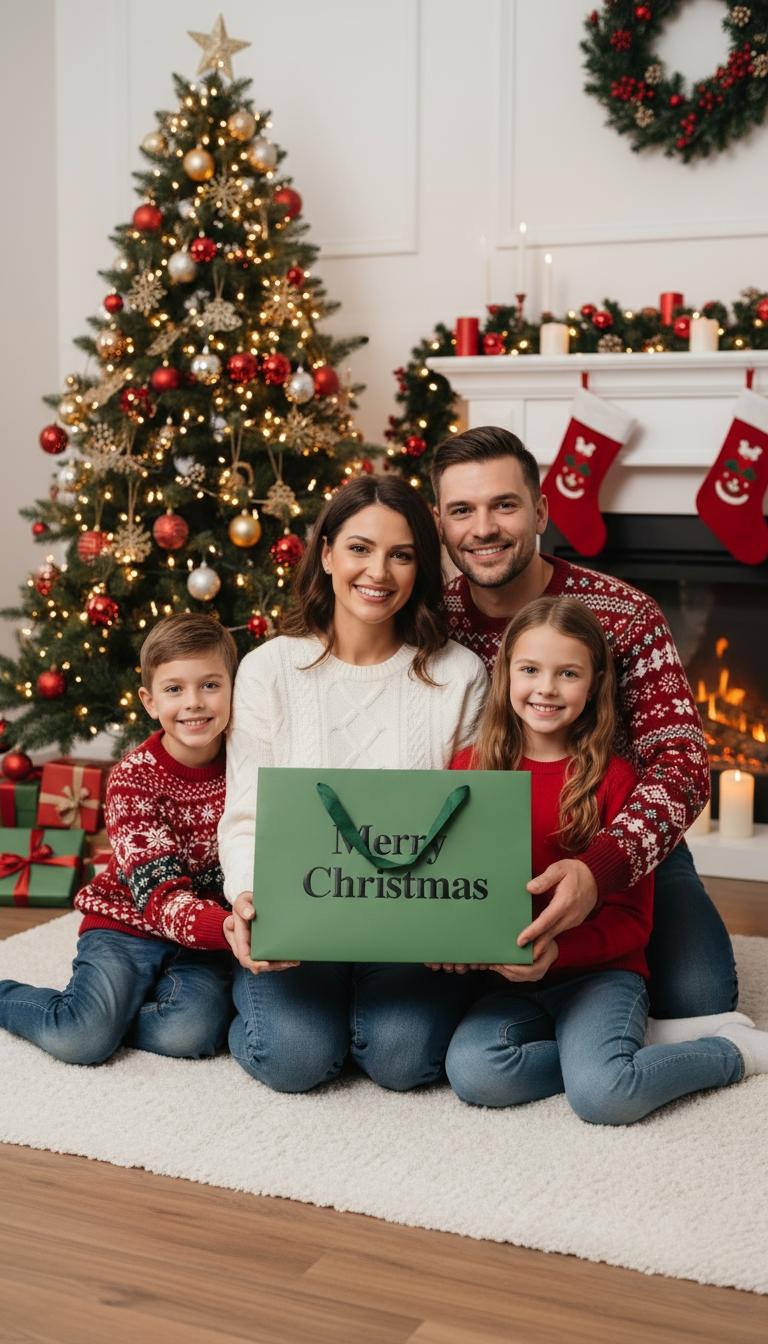 5PCS Christmas Tote Gift Bags, Holiday Bags, Party Favor Bags, Portable、Foldable and Reusable, For Presents, Party, Birthday Box, Gift Packging, Family or Business