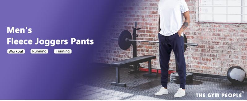 THE GYM PEOPLE Mens' Fleece Joggers Pants with Deep Pockets in Loose-fit Style Fitness Trousers Outfit Plain Menswear