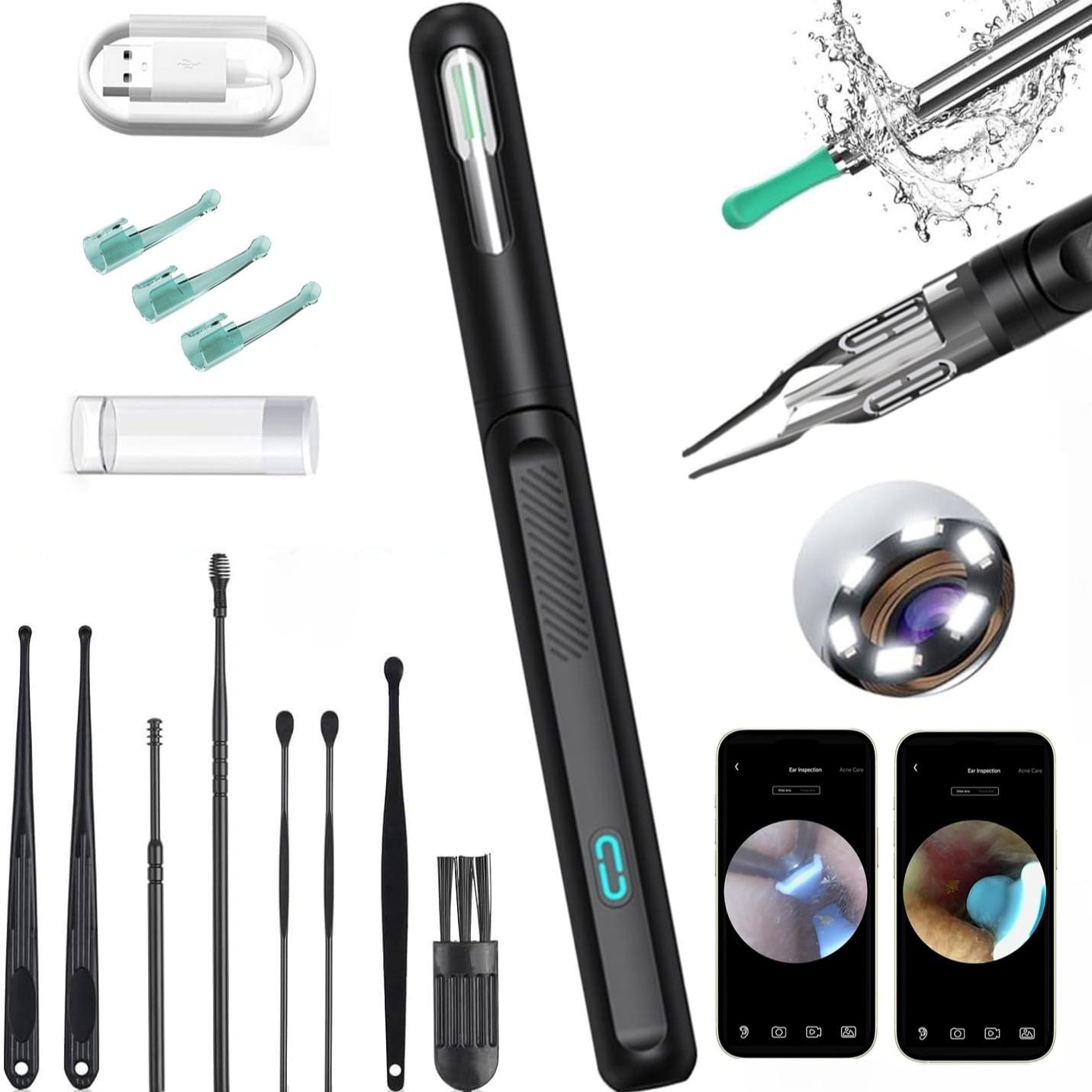 Ear cleaning tool | Visual ear pick, Ear Cleaner Camera, with 5 replaceable silicone soft tips, USB charging cable, a good gift