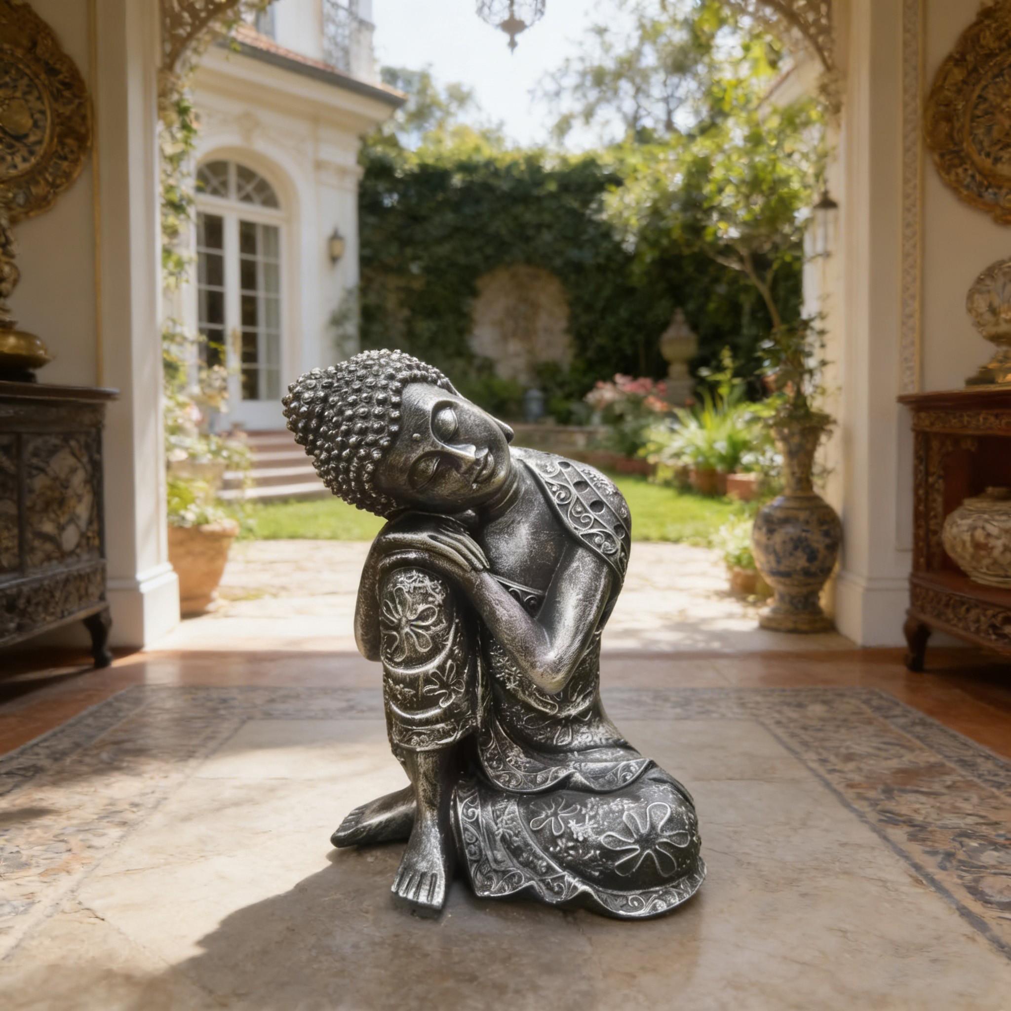 Resin Outdoor Sculpture for Home and Garden Decor, Handmade Buddha Statue, Feng Shui Ornament, Durable Resin Material, Gift Idea