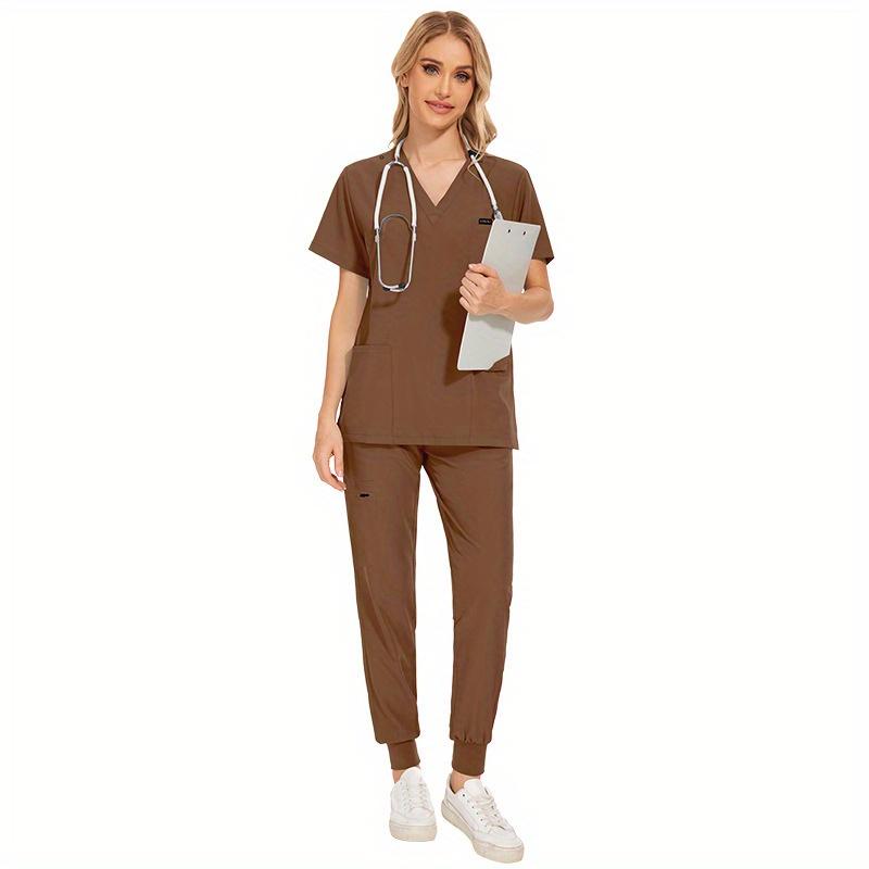 Unisex Uniforms Beauty Costume Women Nurse Doctor Set Clinic Workwear Pet Vet Tops Pants Comfortable Leisure Care Center Daily Practical Work Clothes Set