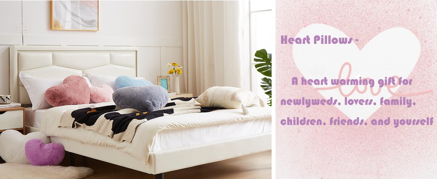 Heart Pillows, Love Heart Pillow, Small Cute Purple Heart Pillows for Gifts, Faux Throw Pillows for Her, Kids, Girls Home Decoration, 10X11 Inch