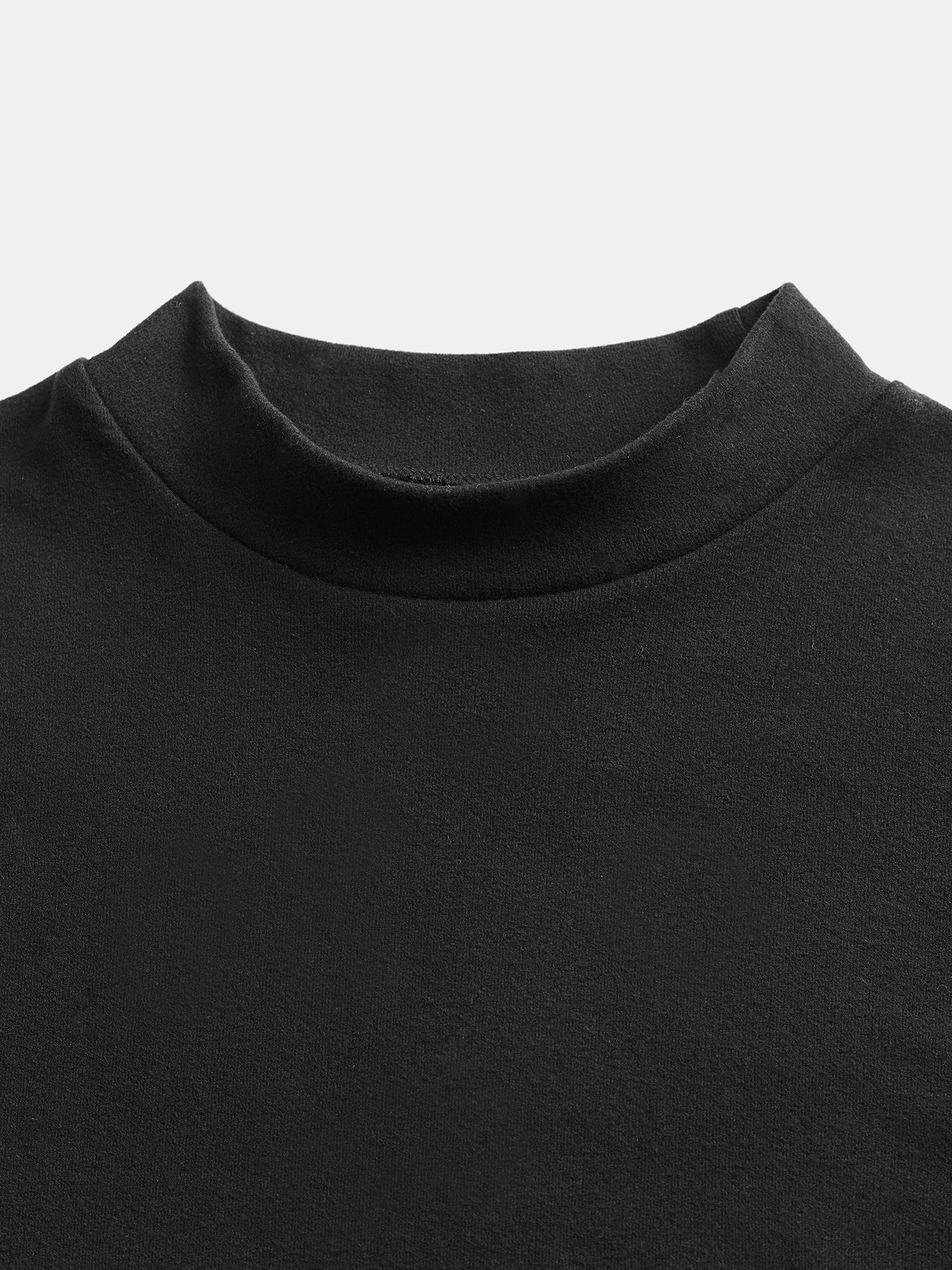 Women's High Neck Inner Layer + Leopard Print Strap Skirt Set, Casual Daily Spring Autumn Commuter, Two-Piece Ensemble Outfit