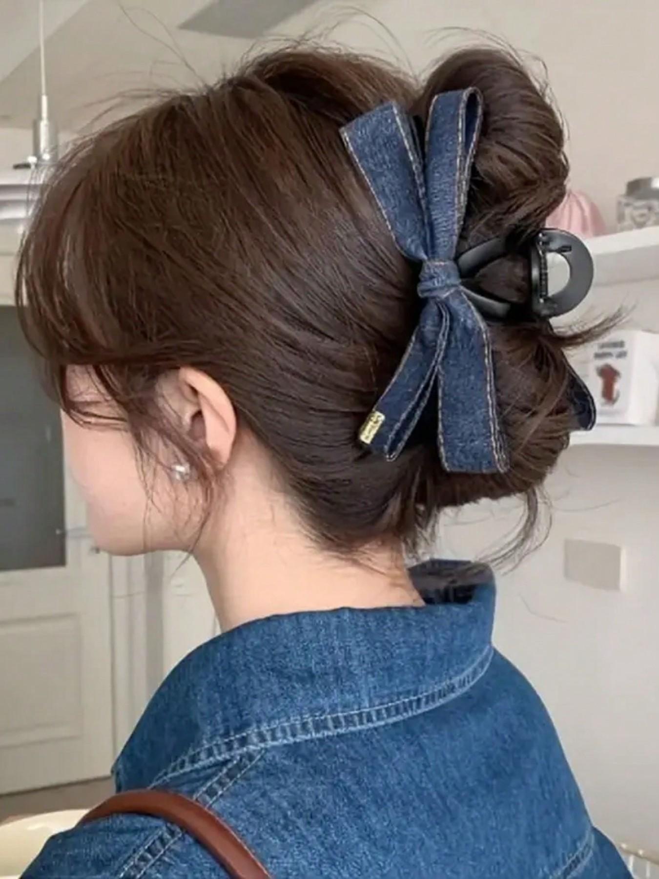 Bow Ribbon Hair Clip - Elegant Retro Blue Fabric Hair Accessory for Women, Mother’s Day Gift, Party & Birthday Hair Clips, Secure Hold for Updos & Buns, Versatile for Parties & Birthdays, Ideal Mother'S Day Gift