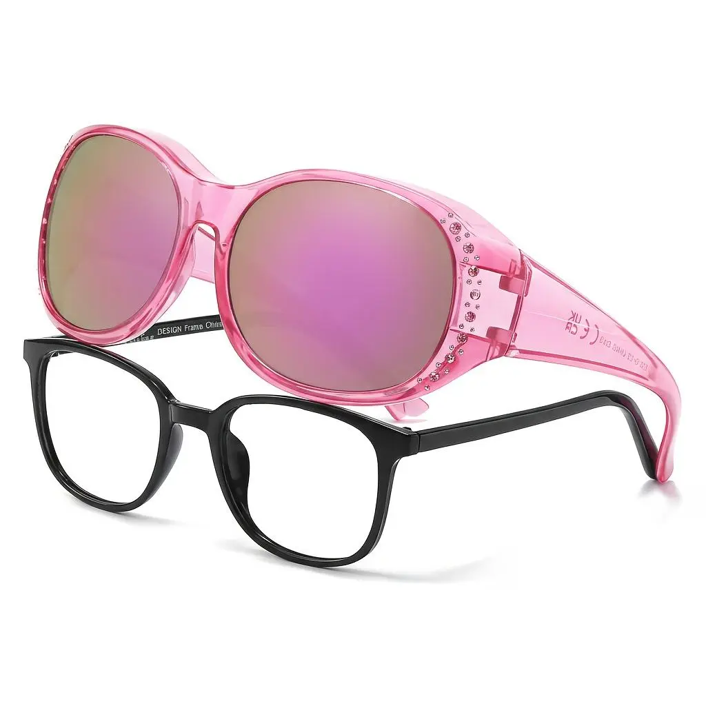 Women’s Oversized Polarized Fitover Sunglasses, Stylish Wraparound Shades Designed to Wear Over Prescription Glasses with UV400 Protection