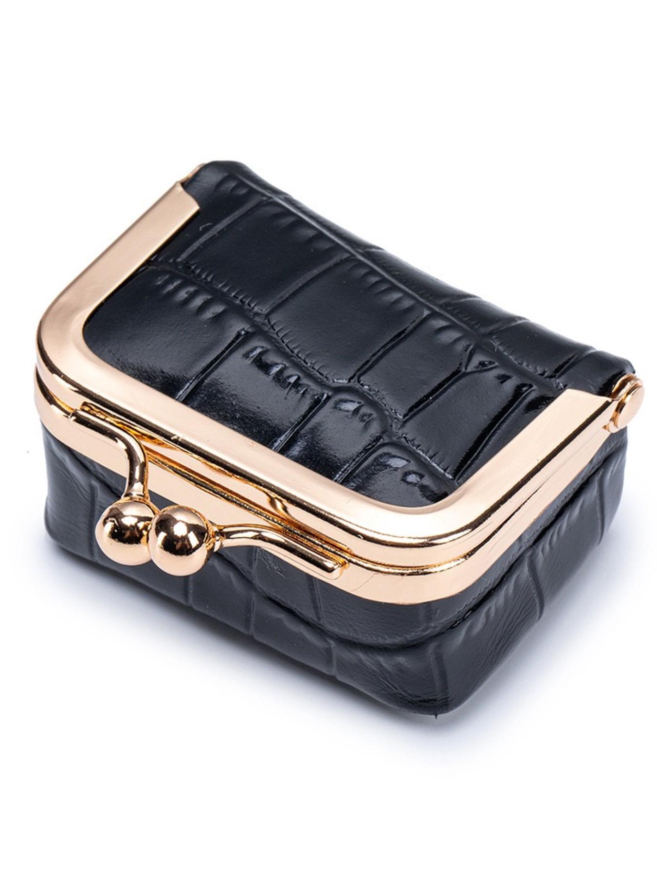 Mini Alligator Pattern Lock，top-grain leather  Jewelry Box, Multi-Functional Portable Coin Purse/earphone Storage Bag, Retro Cute Design