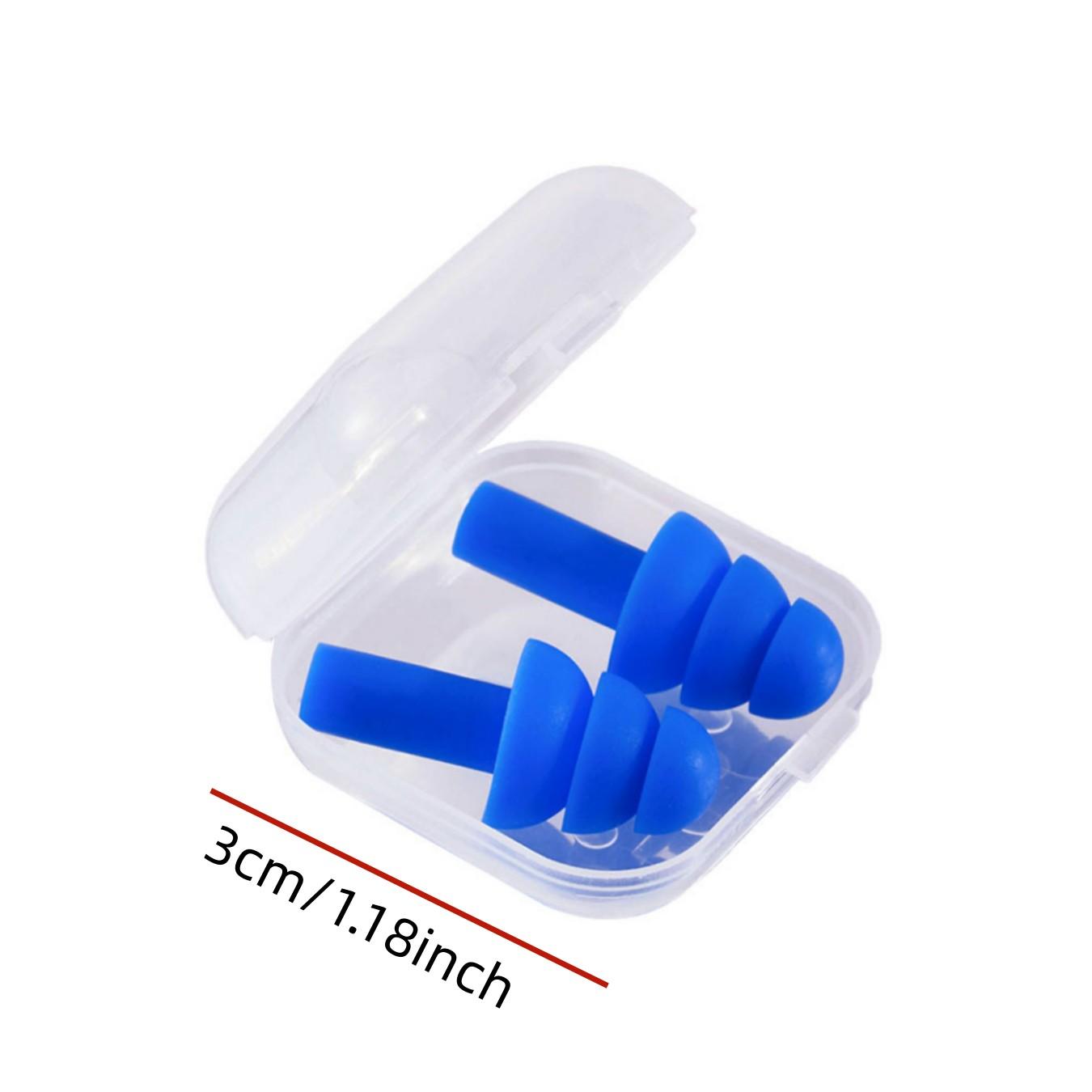 4 Pairs Noise-Reducing Earplugs, Waterproof Silicone Earplugs for Swimming, Soundproof Earplugs for Sleep, Study, Work
