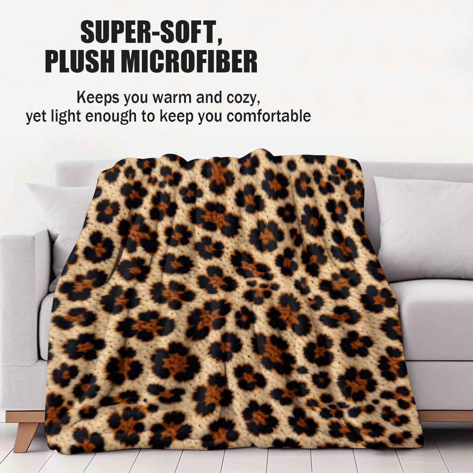 Classic Leopard Print Luxury Vintage Bohemian Throw Blanket, Soft Lightweight Multi-Use Blanket for Car, Home, Library, Office & Nap Time, Perfect Housewarming Birthday Christmas Gift