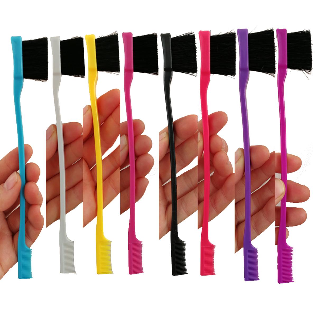 Random Color Edge Brush Comb 2 in 1 Double Sided Edge Control Brush For Hair Salon Hair Comb Brushes Beauty Tools Bling10