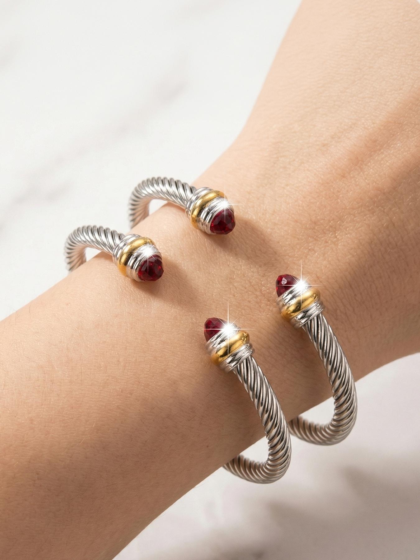 Adjustable Diamond-encrusted Wire Rope Bracelet, a Versatile Punk, Fashionable, Simple, and Luxury Jewelry #Jewelry/Stainless Steel/Fade-resistant/Hypoallergenic/Couples/Holidays/Parties/Ideal Gift