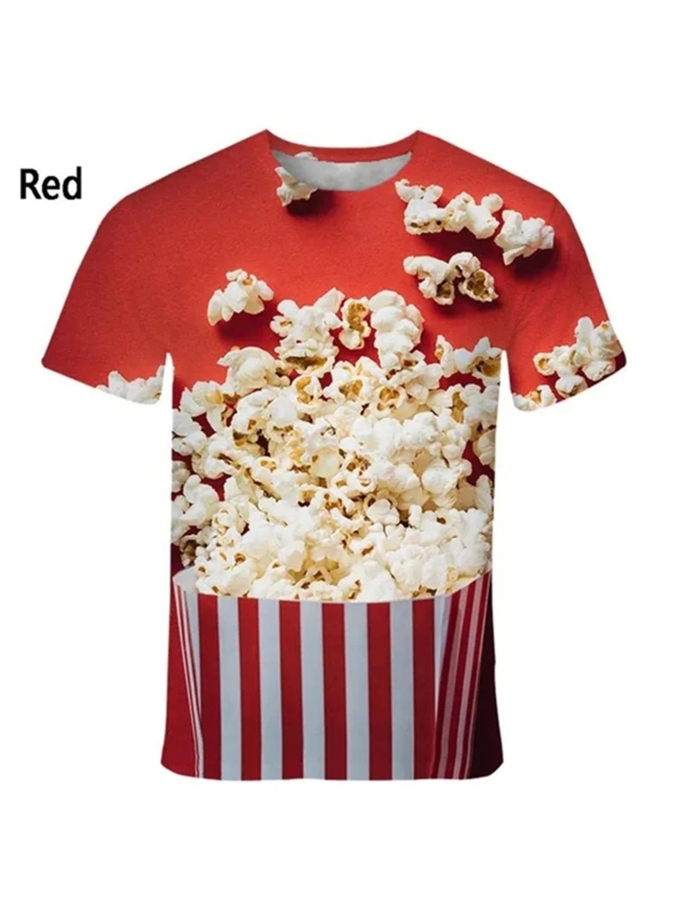 New Fashion Popcorn 3D Printed Funny T Shirts Men's And Women's Clothing Summer Short Sleeve T-Shirt Unisex Streetwear Tops Tees