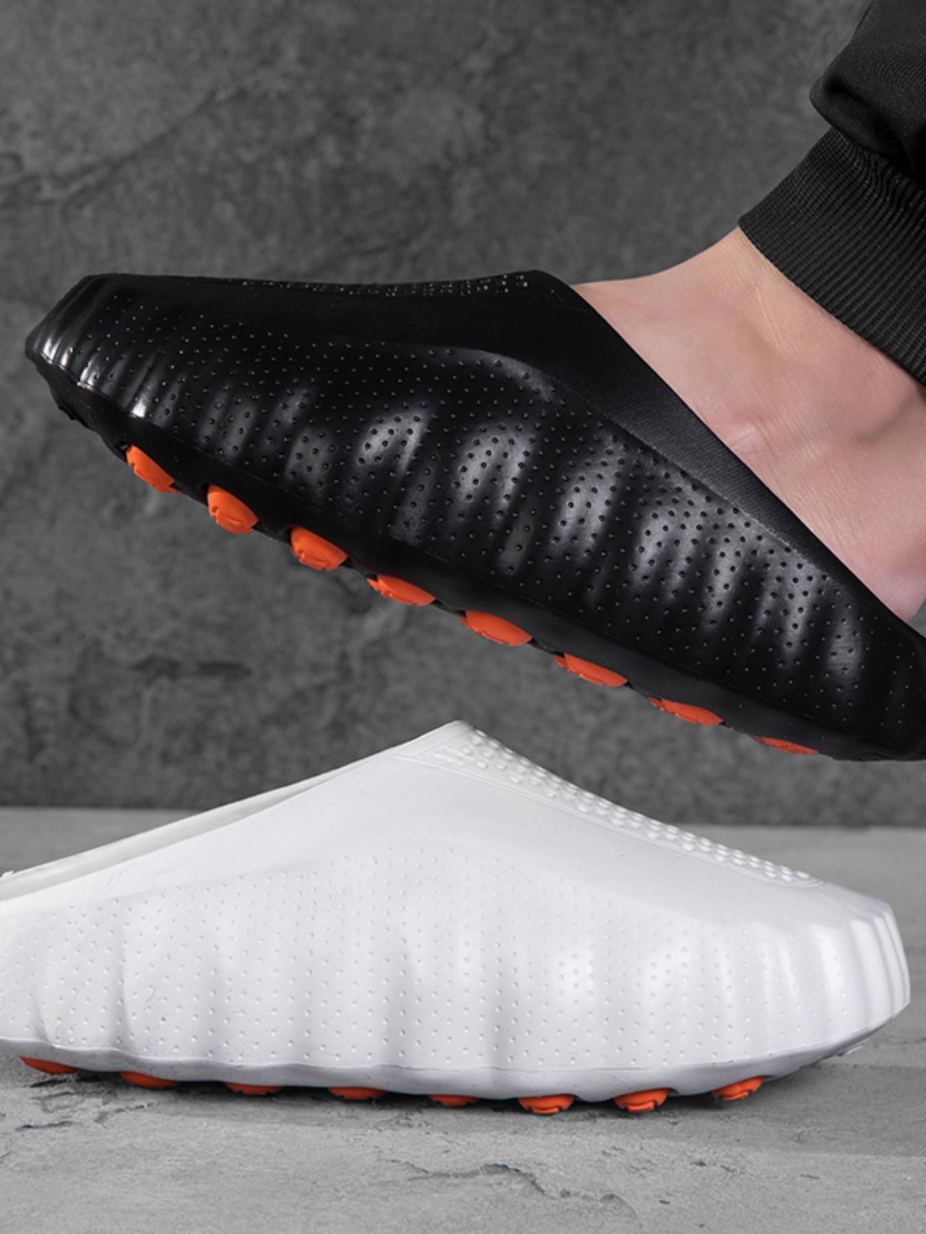 Trendy Holey Shoes with Massage Sole, Lightweight Outdoor Sandals, Thick Anti-Slip Bottom, Shock Absorption Particles, Comfortable Flip Flops