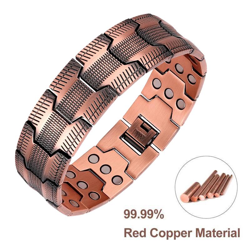 A pure copper men's bracelet, 3X super strong magnetic bracelet, 99.99% pure copper, with 3500 Gauss neodymium magnet, adjustable copper magnetic bracelet, birthday and bachelor party gift, universal holiday wear, copper bracelet jewelry gift A pure copper men's bracelet, 3X super strong magnetic bracelet, 99.99% pure copper, with 3500 Gauss neodymium magnet, adjustable copper magnetic bracelet, birthday and bachelor party gift, universal holiday wear, copper bracelet jewelry gift