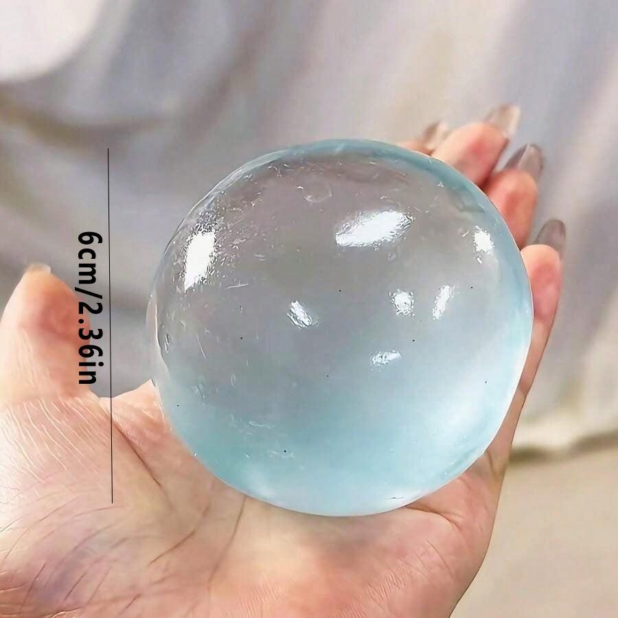 Plush Slow-Return Blue Coconut Oil Handmade Squeeze Ball, 6cm Round Malt Stress Relief Toy, Ideal Gift for Holidays, Fun Cute Birthday Present