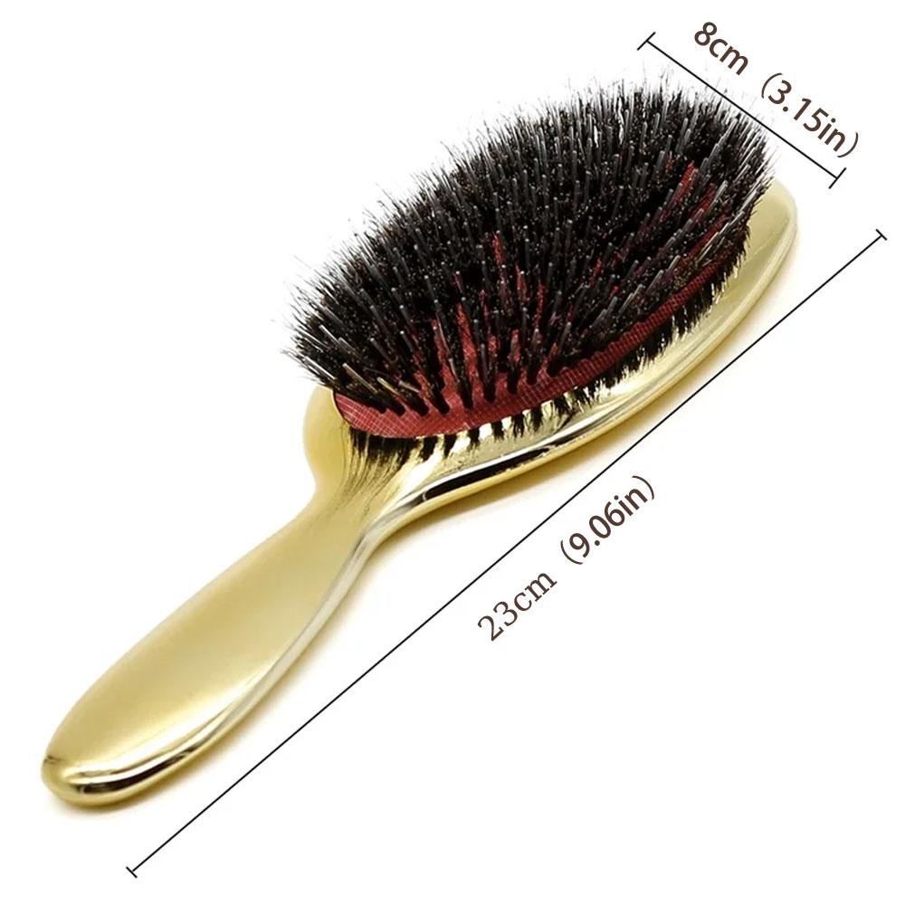 Luxury Pig Bristle Massage Comb, Four Color Options, Gold Silver Colors, Anti-Static Hair Brush, Styling Tool, Single Item