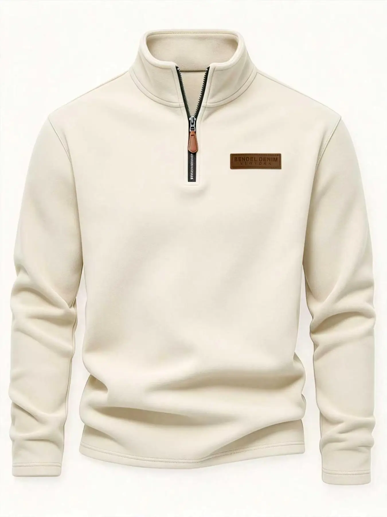 Men's Half-Zip Fleece Pullover, Soft Warm Stand-Up Collar Sweatshirt, Lightweight Long Sleeve Casual Top, Ideal for Fall Winter Outdoor Activities