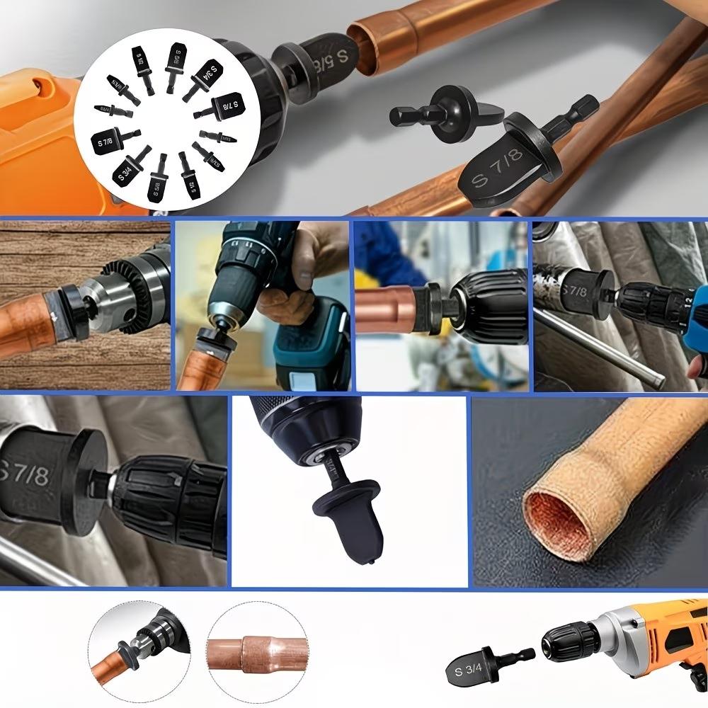 Copper Pipe Swage Tube Expander, 6 Counts/set Drill Bit Set, HVAC Repairing Set, Air Conditioner Manual Copper Pipe Swage Tube Expander Tool with 1/4'', 3/8'', 1/2'', 5/8'', 3/4'', 7/8'' Bits
