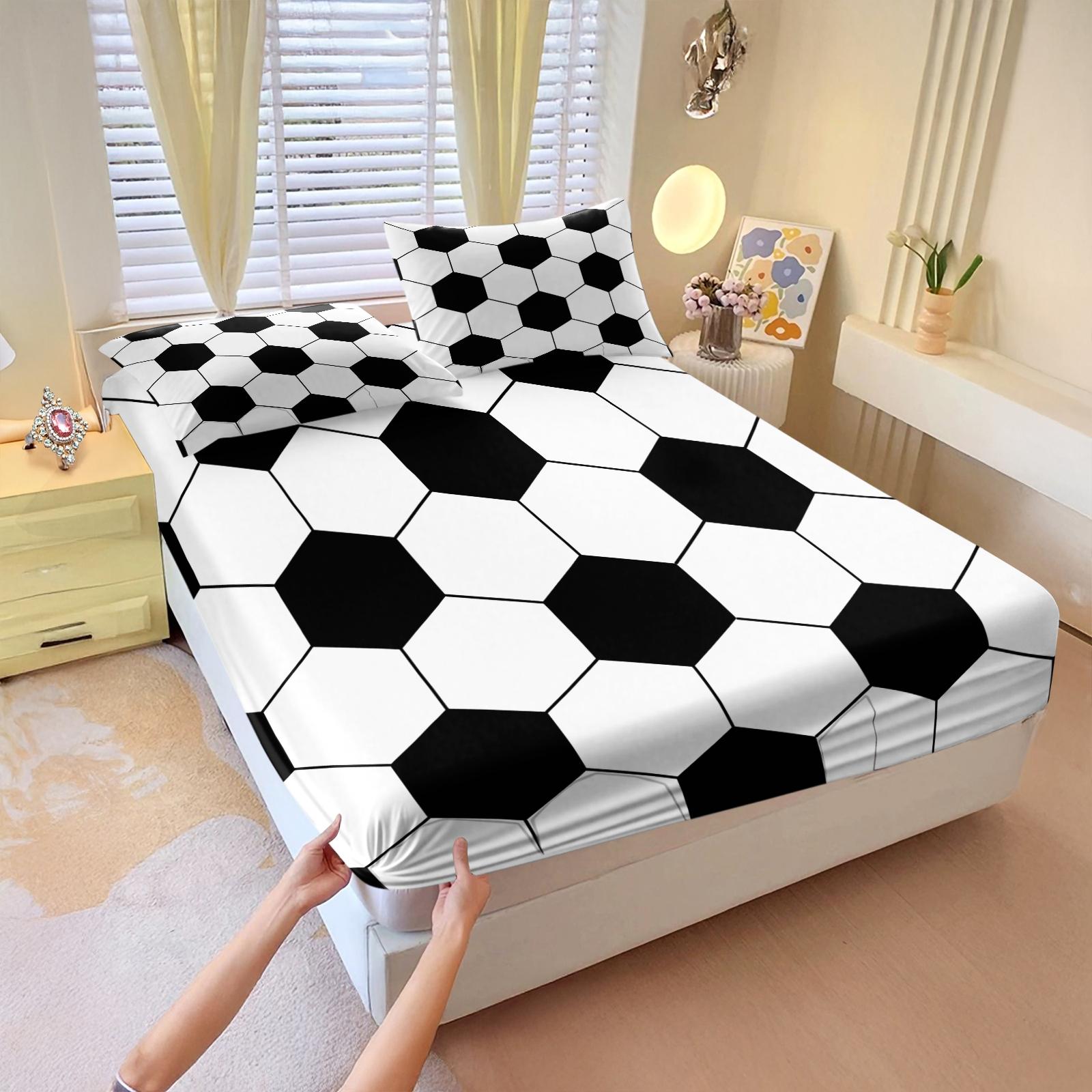 3 Pcs Geometric Plaid Print Fitted Sheet Set, Modern Minimalist Bedding Set, Soft Breathable Microfiber with HD Digital Print, Deep Pocket & Wrinkle Resistant, Ideal for Bedroom, Dorm, Guest Room, All Season Use