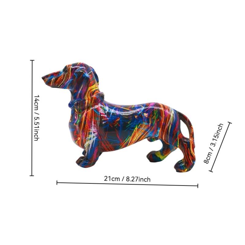 Creative Colorful Sausage Dog Resin Statue, Modern Art Sculpture, Bookshelf Decor, Home Living Room Office Cabinet Desktop Decoration