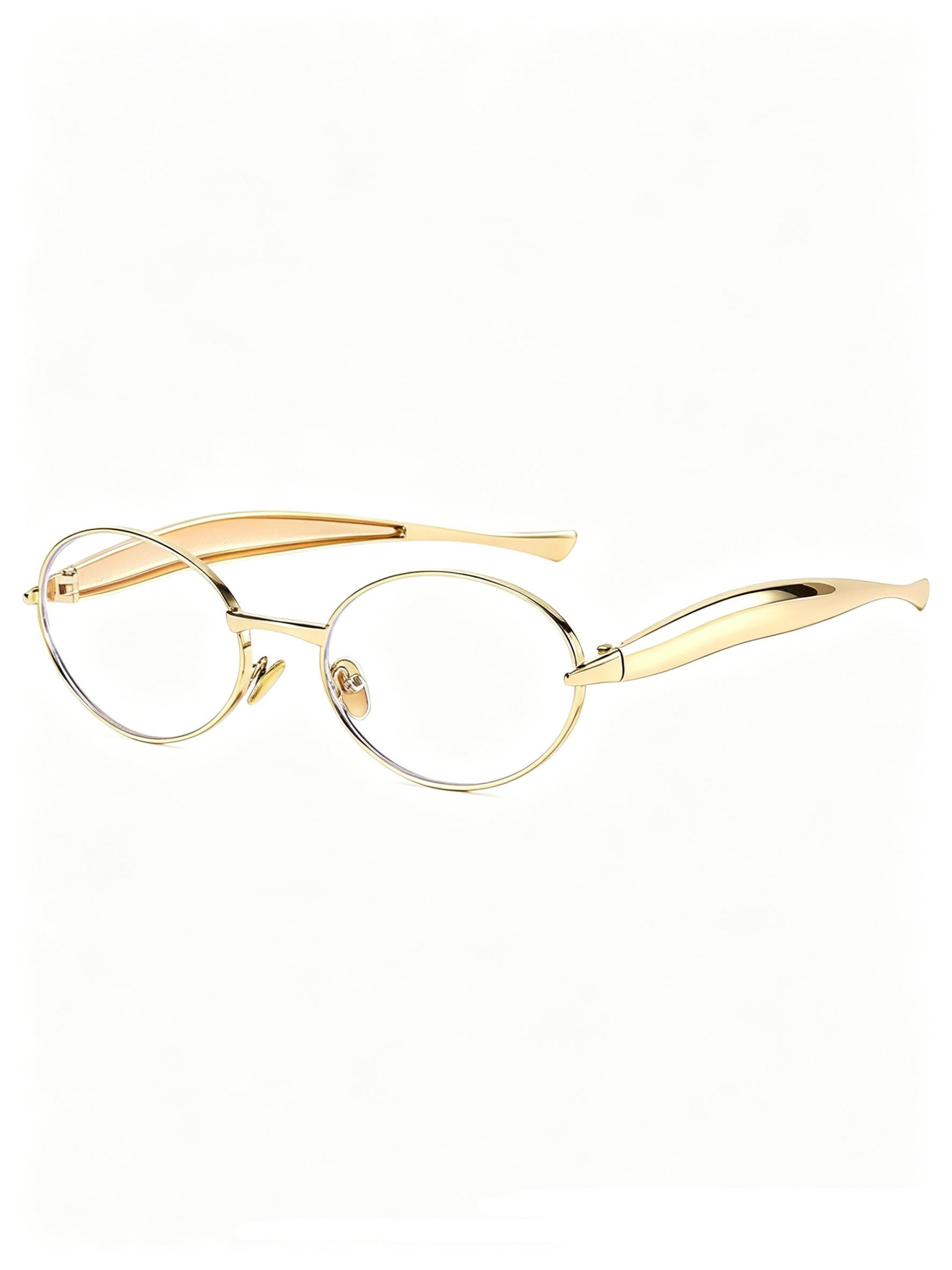 2026 New Oval Metal Sunglasses, Vintage Gold Frame, Gradient Lenses, Small Face Fine Frame, Trendy Street Style Women's Shades