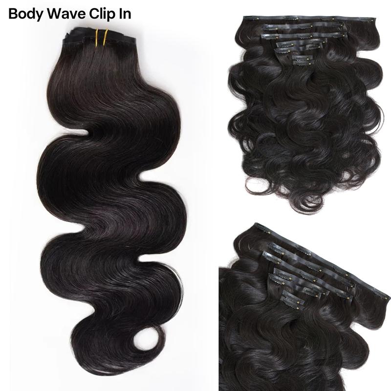 Mscoco Clip In Human Hair Extensions invisible And Seamless Yaki Straight/ Body Wave/ Silky Straight Real Human Hair Clip In Quick Weave No Salon Needed 7pcs/pack Easy To Install